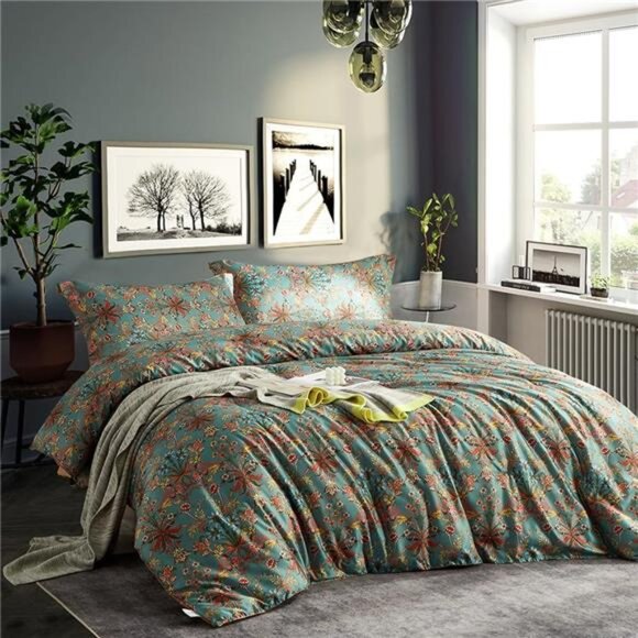 Farmhouse Boho King Comforter Set - 3 Piece Lightweight All Season Bedding - Picture 3 of 8